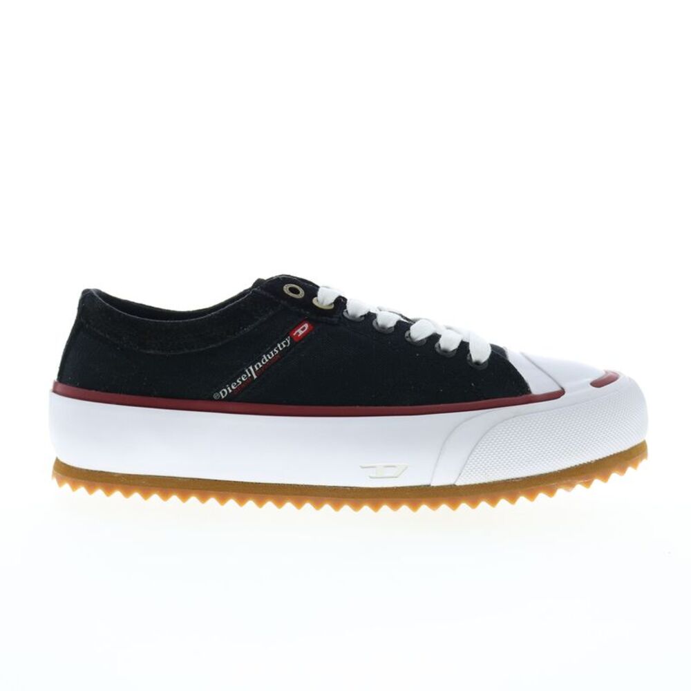 Diesel Men's Black and White Sneakers with Red Detail